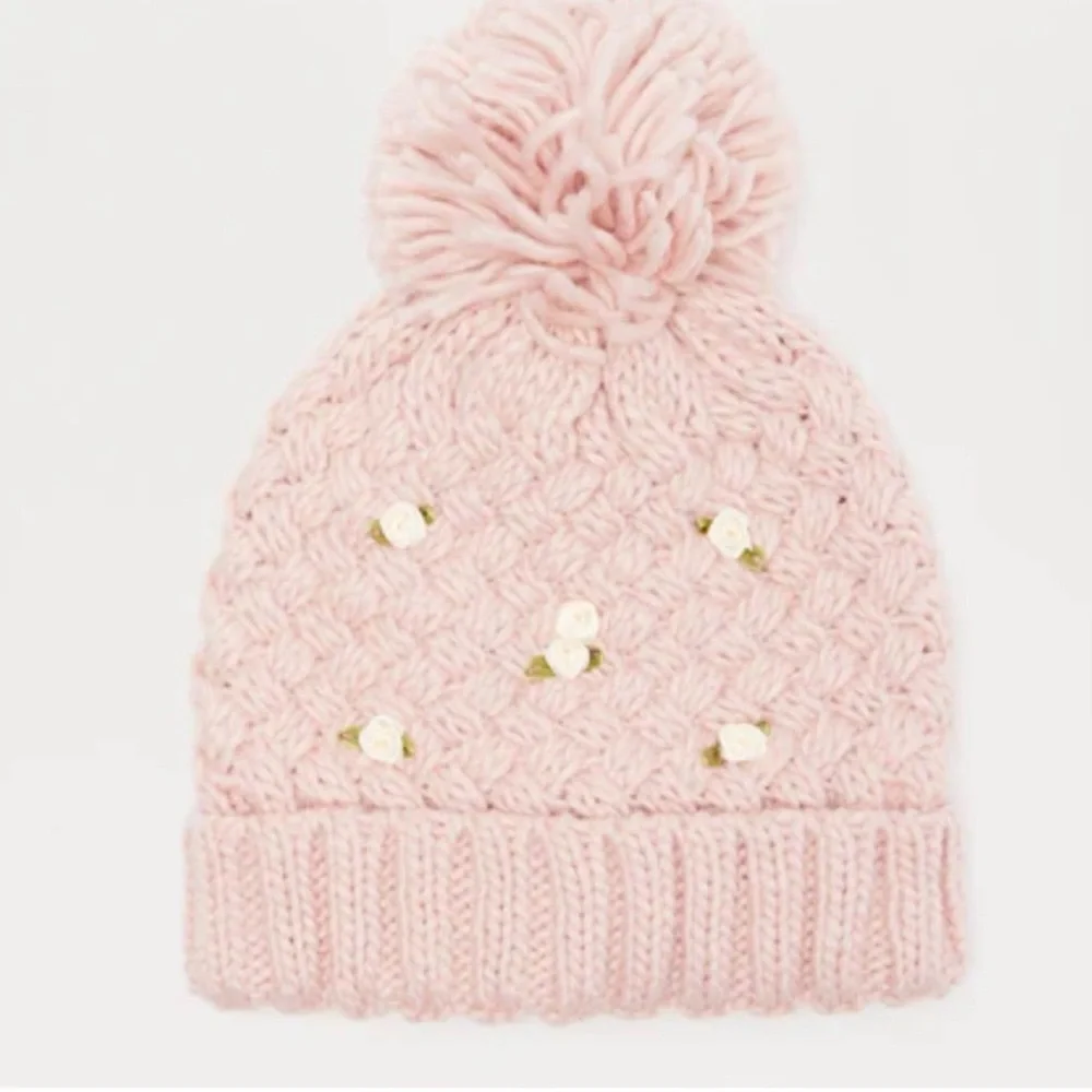 NWT Pink Knit Pom-Pom Beanie